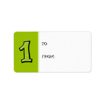 Silly Numbers 1 green Gift Tag Label