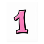 Silly Numbers 1 pink Postcard