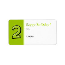 Silly Numbers 2 green Birthday Gift Tag Label