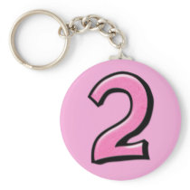 Silly Numbers 2 pink Keychain