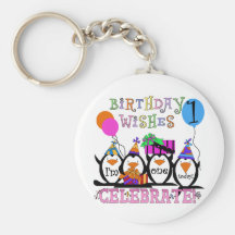 Silly Penguins 1st Birthday Tshirts and Gifts Key Chain