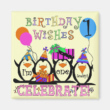 Silly Penguins 1st Birthday Tshirts and Gifts Magnets