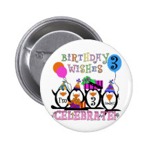 Silly Penguins 3rd Birthday Tshirts and Gifts Pin