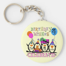 Silly Penguins 4th Birthday T-shirts and Gifts Key Chain