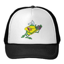 silly photographer frog cartoon mesh hats