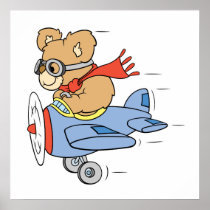 Silly Pilot Bear Posters