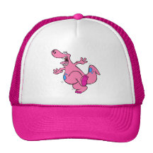 silly pink dancing dinosaur dino trucker hats