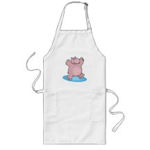 silly pink dancing hippo apron