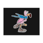 silly pink flamingo ice skating postcards