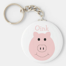 Silly pink pig keychain