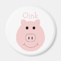 Silly pink pig magnet
