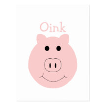 Silly pink pig postcard