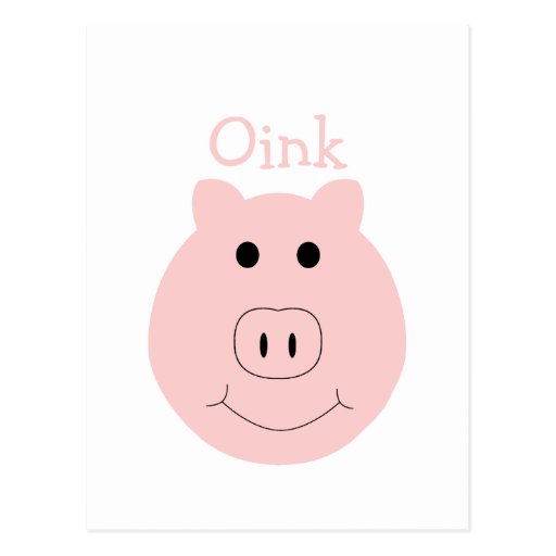 Silly pink pig postcard