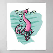 silly pink squid posters
