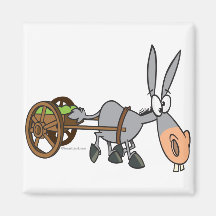 silly plodding donkey mule cartoon fridge magnet