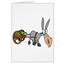 silly plodding donkey mule cartoon greeting cards