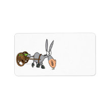 silly plodding donkey mule cartoon personalized address labels