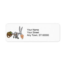 silly plodding donkey mule cartoon return address label