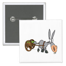silly plodding donkey mule cartoon pins