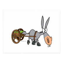 silly plodding donkey mule cartoon post card