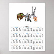 silly plodding donkey mule cartoon poster