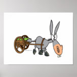 silly plodding donkey mule cartoon print