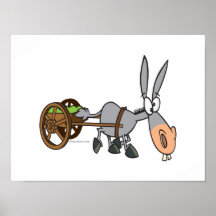 silly plodding donkey mule cartoon print