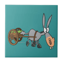silly plodding donkey mule cartoon tile