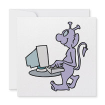 silly purple computer alien monster personalized invitation