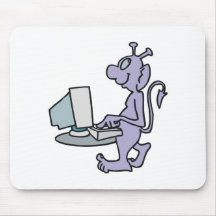 silly purple computer alien monster mouse pads