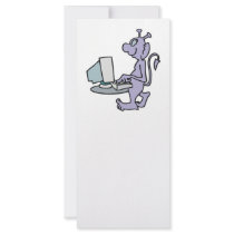 silly purple computer alien nster customized rack card