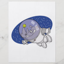 silly rhino in outer space cartoon full color flyer
