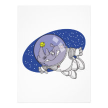 silly rhino in outer space cartoon custom announcement