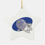 silly rhino in outer space cartoon christmas tree ornament