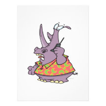 silly rhino on a cellphone cartoon custom invitations