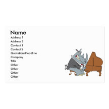 silly rhino playing piano pianist cartoon business card template
