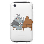 silly rhino playing piano pianist cartoon tough iPhone 3 cover