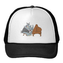 silly rhino playing piano pianist cartoon hat