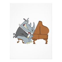 silly rhino playing piano pianist cartoon custom invite