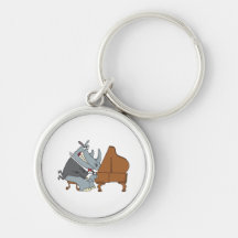 silly rhino playing piano pianist cartoon key chains