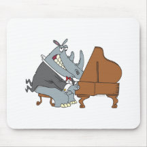 silly rhino playing piano pianist cartoon mousepads