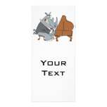 silly rhino playing piano pianist cartoon personalized rack card
