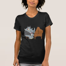 silly rhino playing piano pianist cartoon shirts