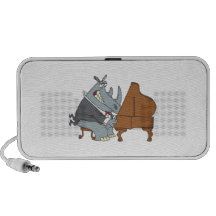 silly rhino playing piano pianist cartoon speaker system