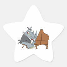 silly rhino playing piano pianist cartoon stickers