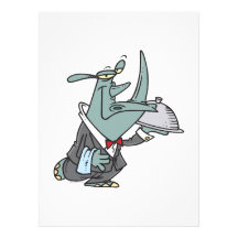 silly rhino waiter butler servant cartoon invite