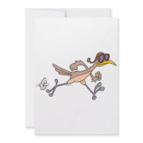 silly roadrunner bird cartoon invitation