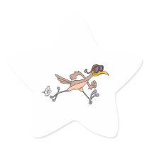 silly roadrunner bird cartoon star sticker