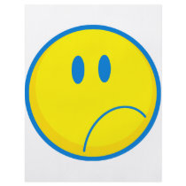 silly sad face smiley yellow and blue full colour flyer
