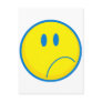 silly sad face smiley yellow and blue postcard